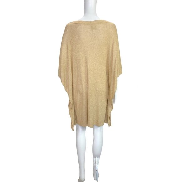 Chico's Gold Metallic Knit Pullover Poncho Sweater Top Size L XL - Picture 4 of 7